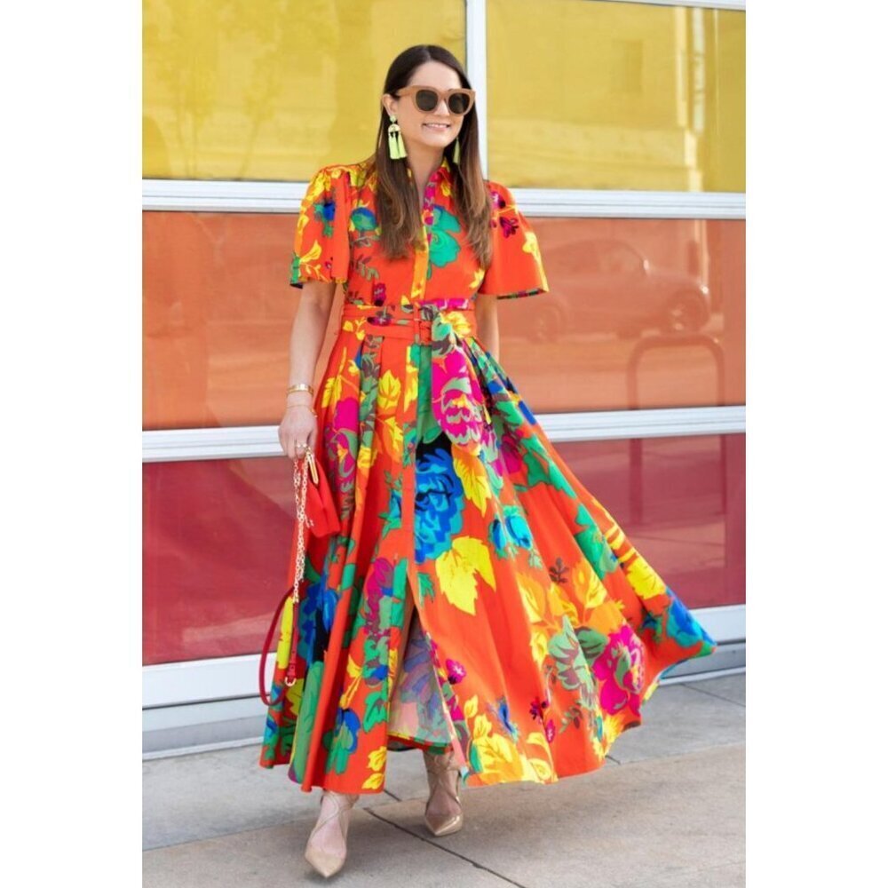 Christopher John Rogers X Target Floral Maxi Shirt Dress 4 Puff Sleeves - Picture 10 of 12